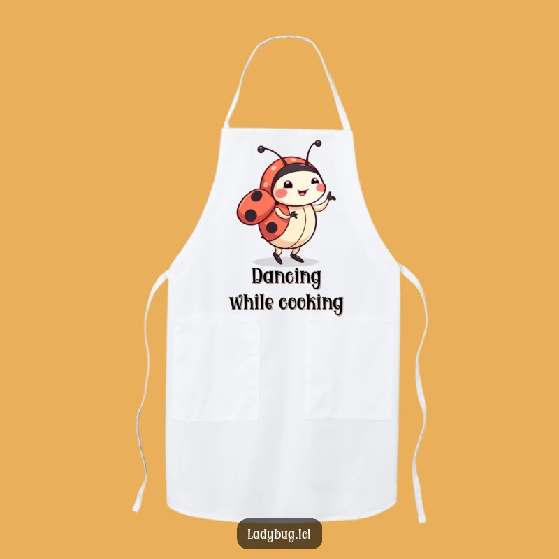 Funny Ladybug Dancing Apron: Cheerful Character's Happy Dance, Kitchen Funny Gift