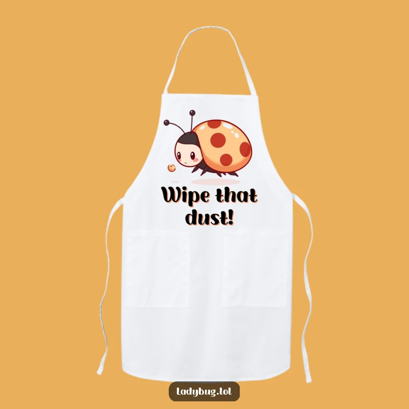 Funny Ladybug Dust Chase Apron - Kitchen Insect Art, Perfect Humorous Cooking Gift