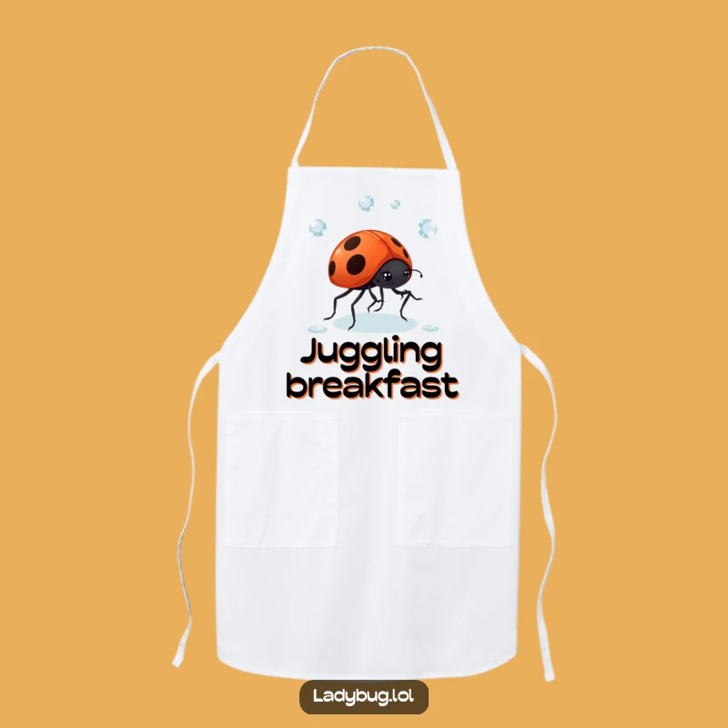 Funny Ladybug Dewdrop Apron: Comical Juggling Act, Perfect Gift for Bug Lovers