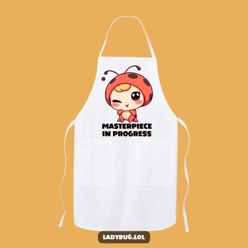 Funny Winking Ladybug Portrait Apron - Whimsical Kitchen Wear for Playful Cooks
