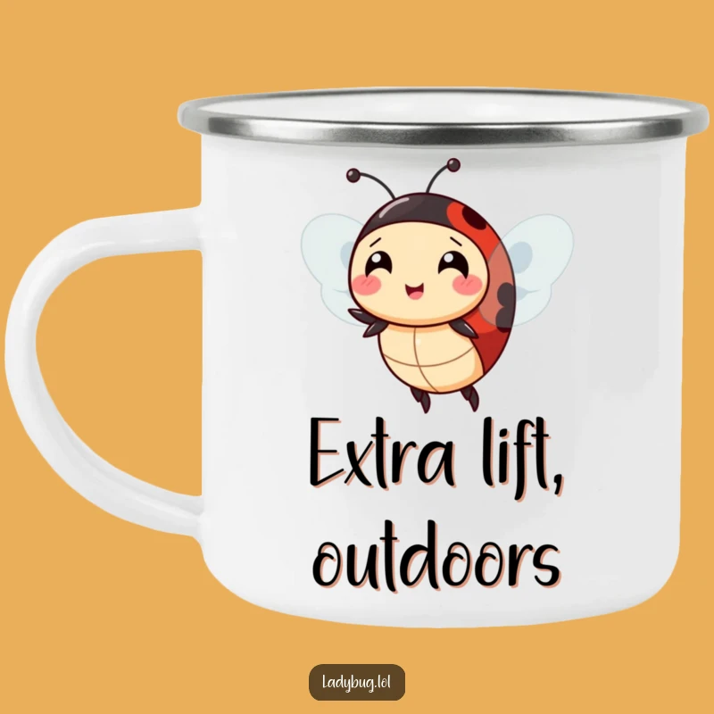 Funny Ladybug Extra Wings Camping Mug: Comical Adventure