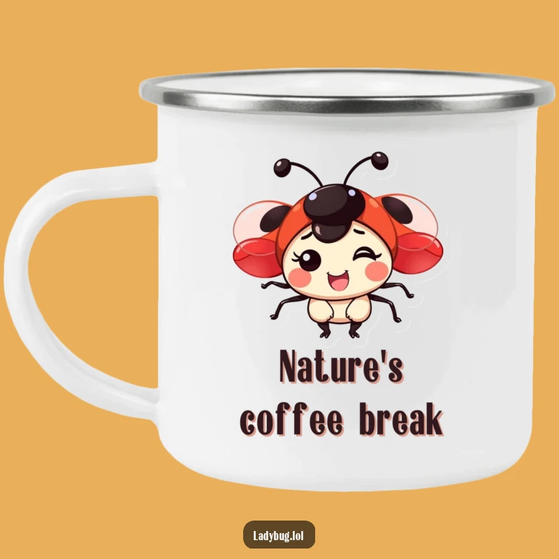Funny Joyful Ladybug Camping Mug - Durable Red Winged Drinkware