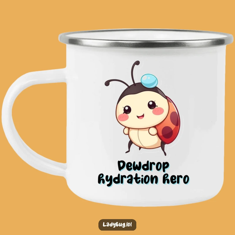 Funny Ladybug Camping Mug: Dewdrop Carry, Adventure Ready, Perfect Gift
