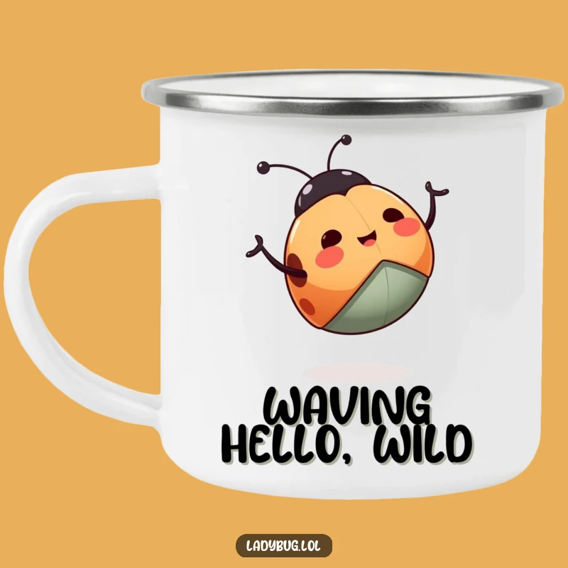 Funny Ladybug Camping Mug: Enjoy Outdoors With This Happy Waving Insect Cup