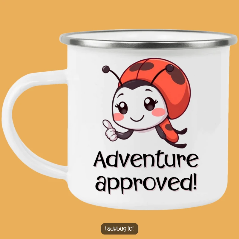 Funny Ladybug Camping Mug: Thumbs Up Drinkware, Humorous Insect Gift