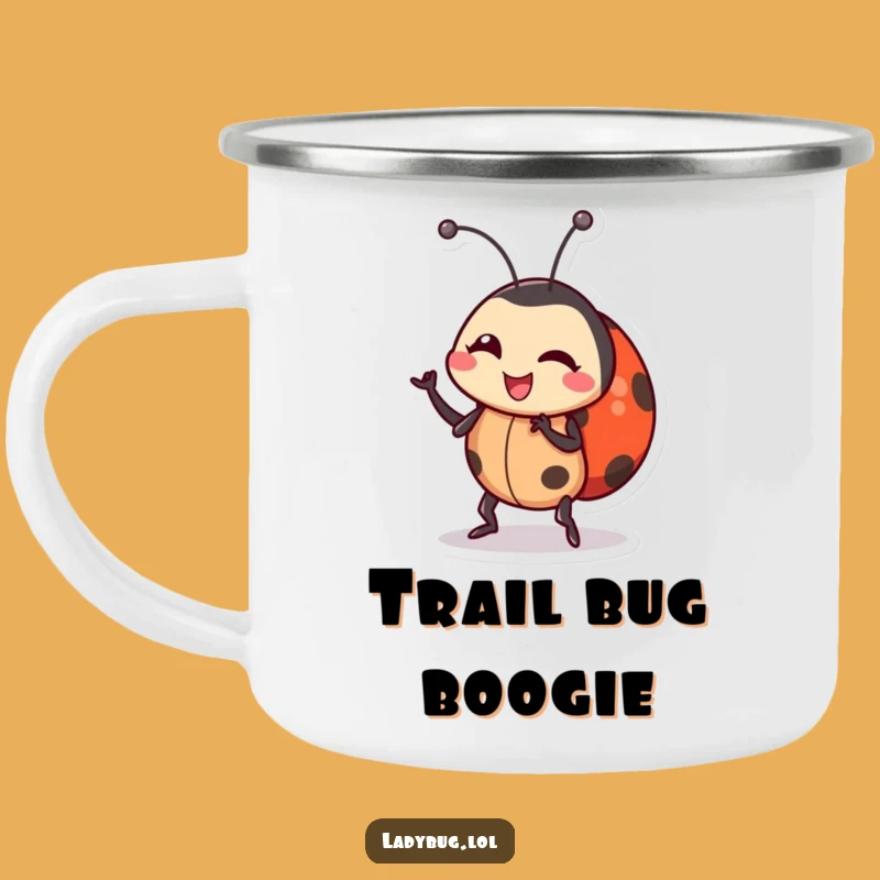 Funny Ladybug Dance Camping Mug: Wiggling Character Enamel Cup, Great Funny Gift!