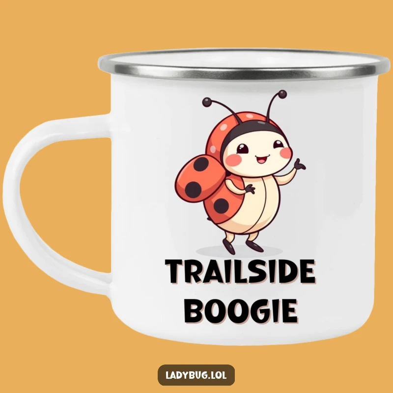 Funny Ladybug Dancing Camping Mug: Outdoor Character's Happy Dance, Rugged Funny Gift