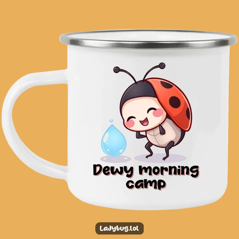 Funny Ladybug Dewdrop Camping Mug - Durable Playful Mug, Adventurous Funny Gift