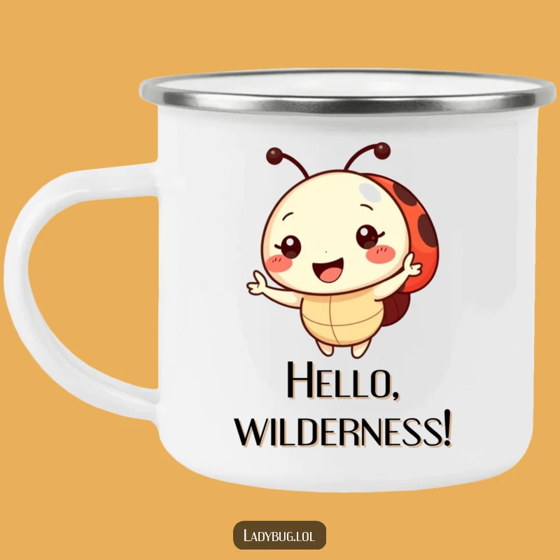 Funny Ladybug Wave Camping Mug: Enjoy Outdoors with a Smiling Character, Perfect Funny Gift