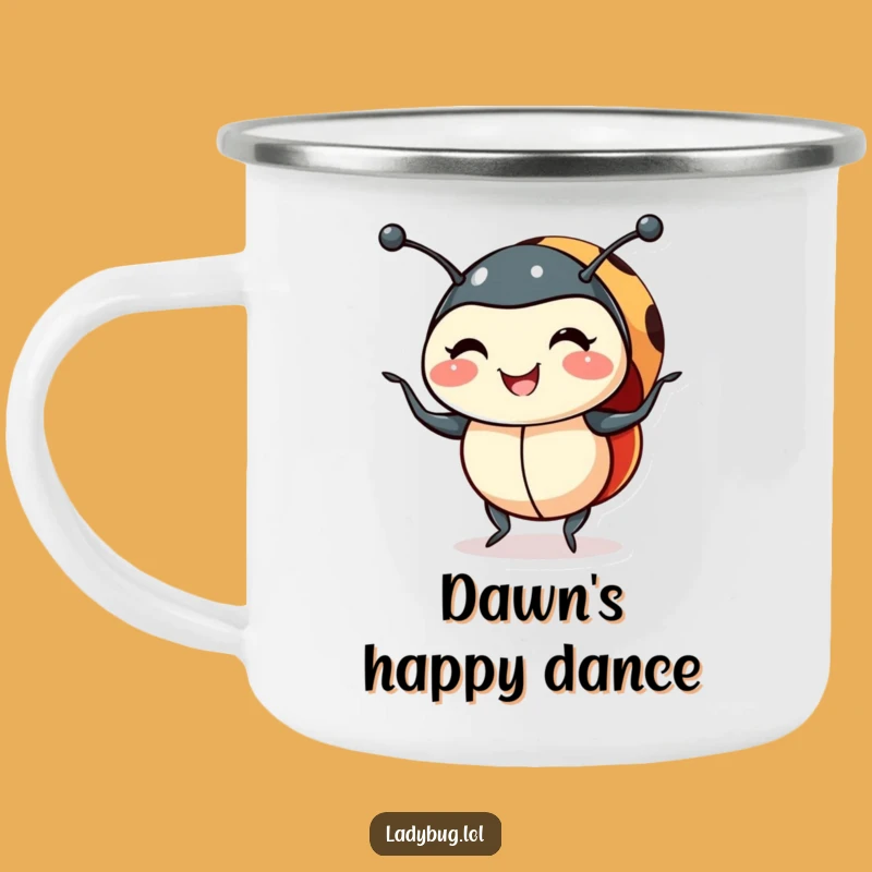 Funny Smiling Ladybug Shimmy Camping Mug - Happy Trails and Wiggles