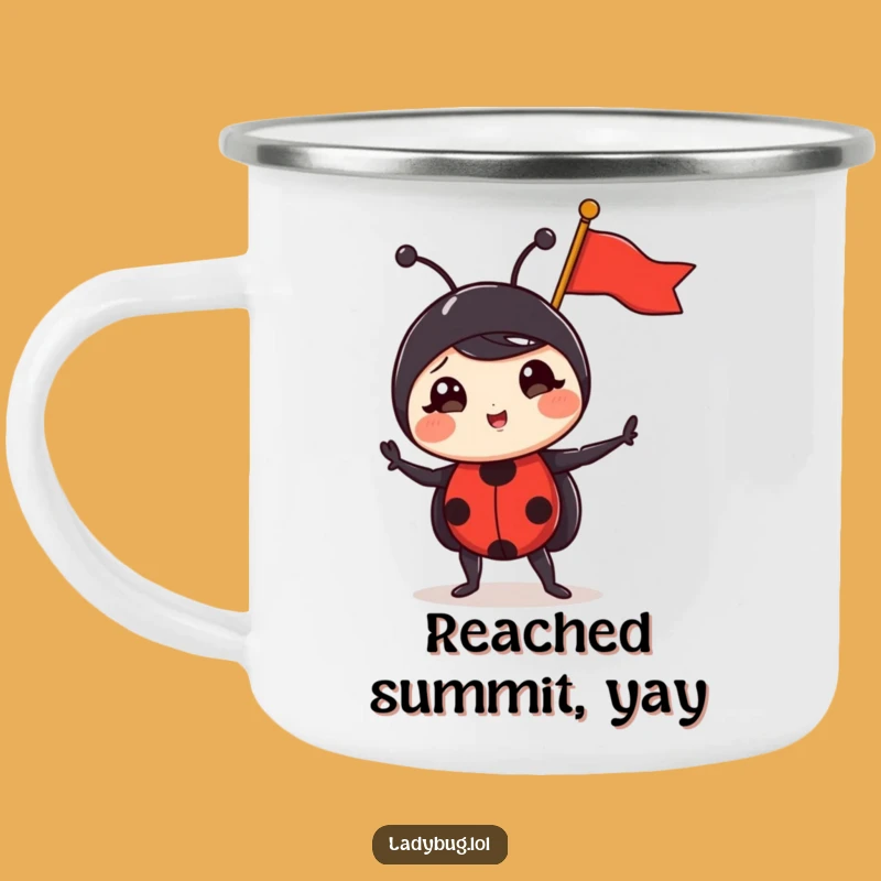 Funny Triumphant Ladybug Camping Mug - Outdoor Victory Adventures