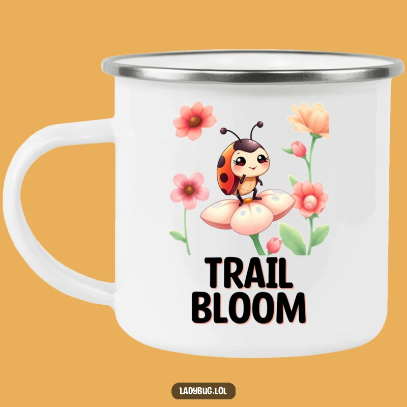 Funny Winking Ladybug Flower Camping Mug: Outdoor Proud Insect Cup Gift