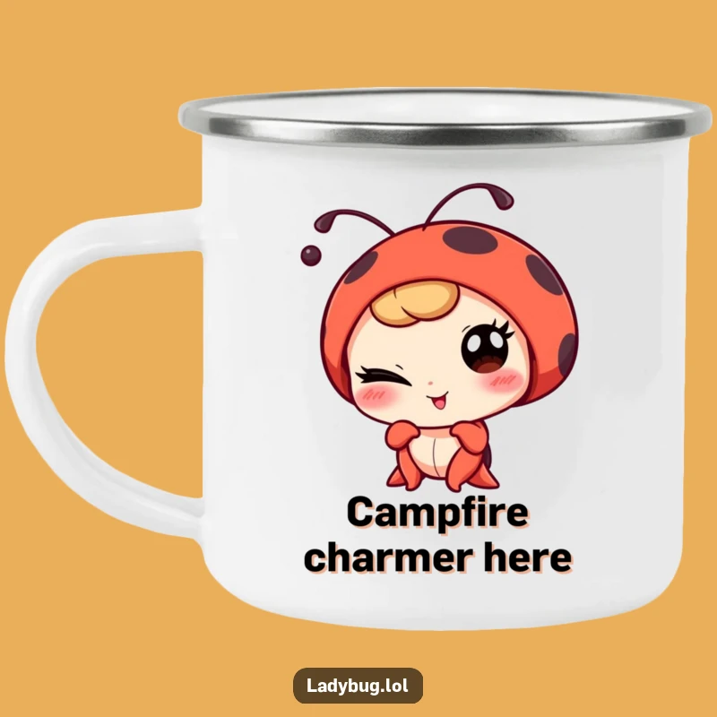 Funny Winking Ladybug Portrait Camping Mug - Durable & Hilarious Outdoor Style