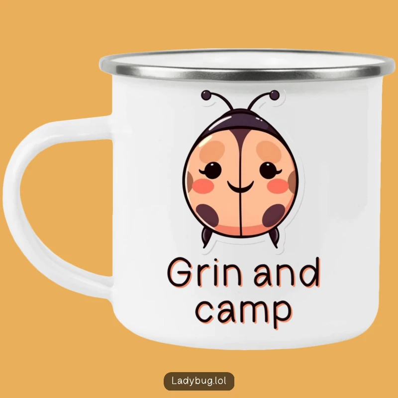 Funny Happy Ladybug Camping Mug - Sip Your Smiles with This Cheerful Outdoor Mug