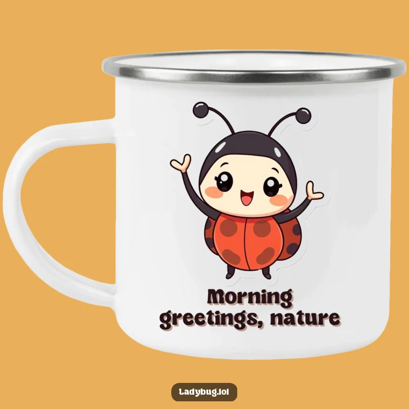 Funny Happy Ladybug Camping Mug: Cheerful Buggy Camp Companion