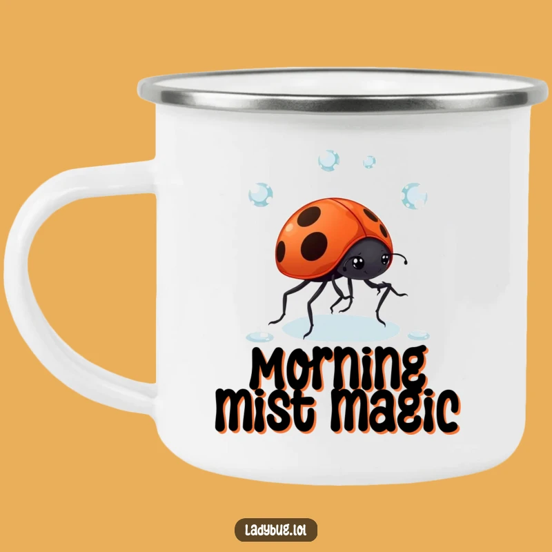 Funny Ladybug Dewdrop Camping Mug: Comical Juggling Act, Perfect Gift
