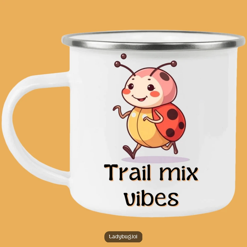 Funny Ladybug Jogger Camping Mug - Enamel, Cheerful Insect Character Camp Gift