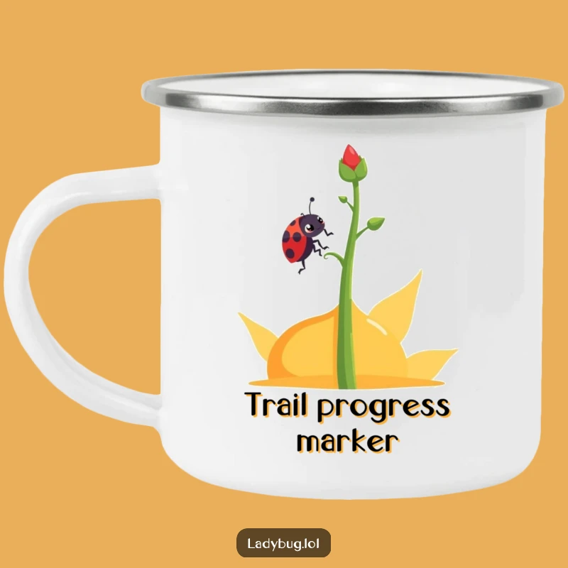 Funny Determined Ladybug Camping Mug: Abstract Climb Outdoors