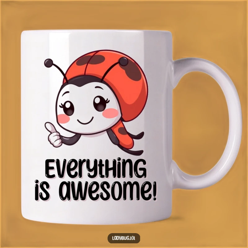 Funny Ladybug Mug: Thumbs Up Positivity Gift, Smiling Insect Lover Mug