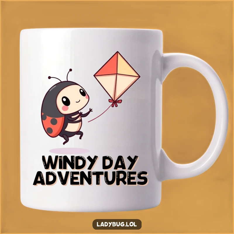 Funny Flying Ladybug Kite Mug - Hilarious Playful Insect Gift
