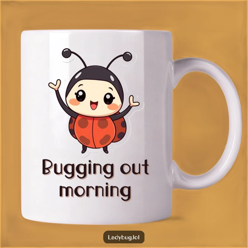 Funny Happy Ladybug Mug: Enthusiastic Antennae Waving Bug Gift