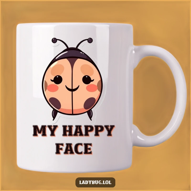 Funny Happy Ladybug Smiley Face Mug - Brighten Your Day with This Cheerful Gift