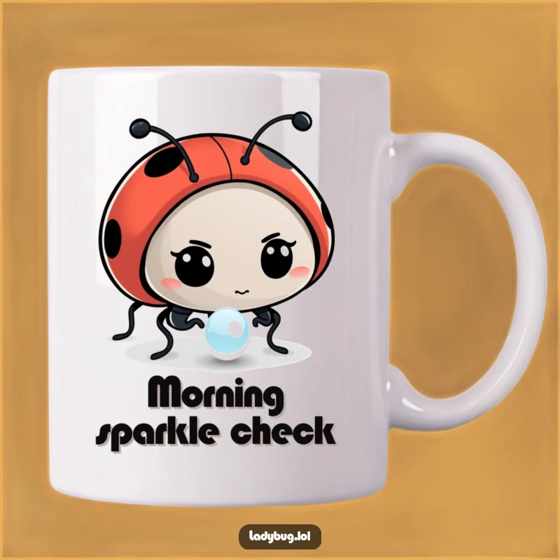 Funny Ladybug Dewdrop Study Mug - Curious Insect Art, Perfect Gift for Nature Lovers