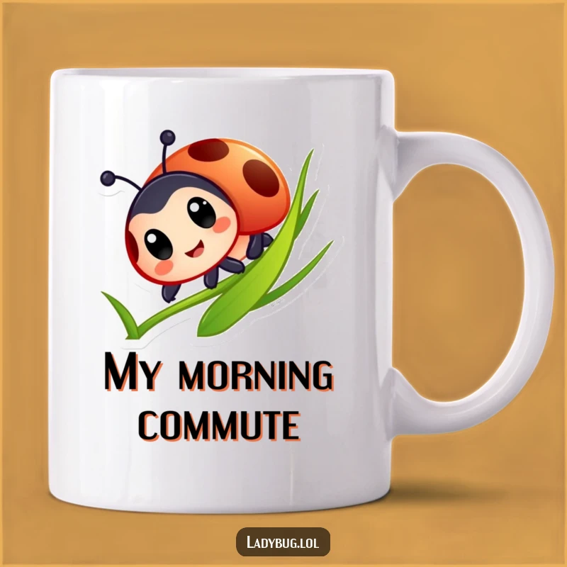 Funny Ladybug Grass Sliding Mug: A Joyful Insect Adventure, Perfect Funny Gift