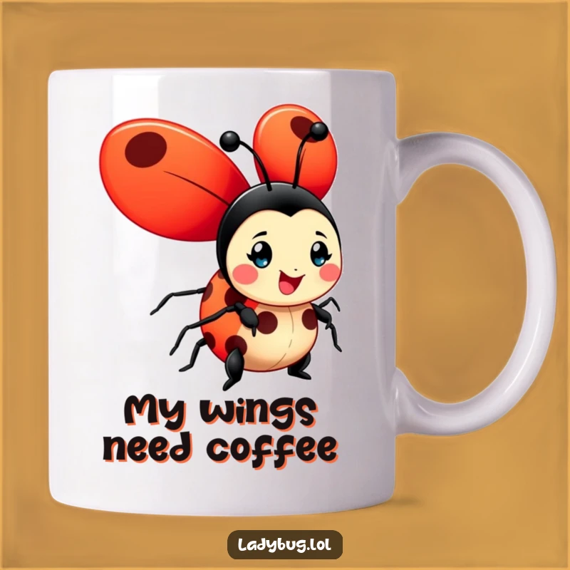 Funny Ladybug Mug: Cheerful Wings Design, Perfect Gift for Bug Lovers