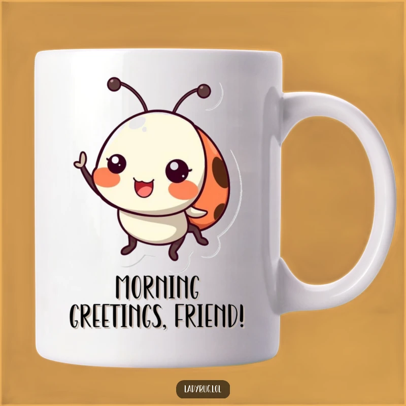 Funny Ladybug Mug: Happy Antennae Waving Gift, Cheerful Insect Lover Mug