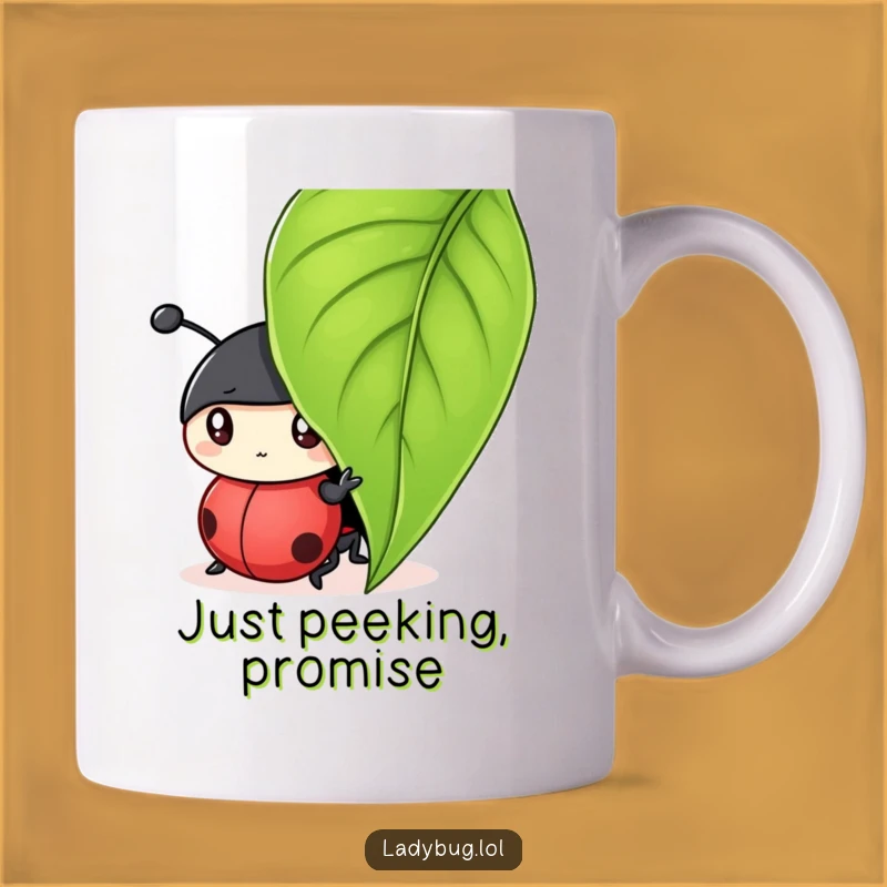 Funny Ladybug Peek-a-Boo Mug - Playful Insect Art, Perfect Gift for Curious Minds