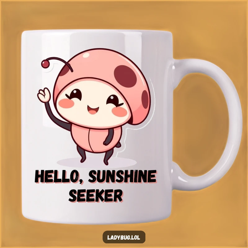 Funny Smiling Ladybug Mug: Cute Waving Bug Gift for Her