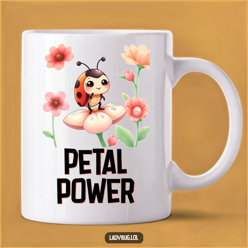 Funny Winking Ladybug Flower Mug: Proud Insect's Humorous Gift Idea