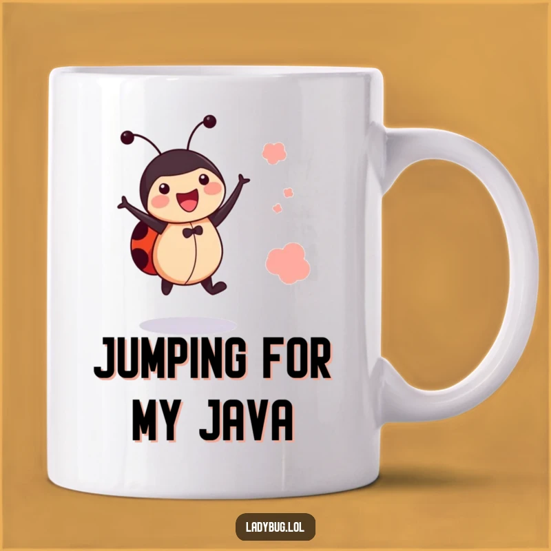 Funny Jumping Ladybug Mug: Joyful Bug Celebration Gift