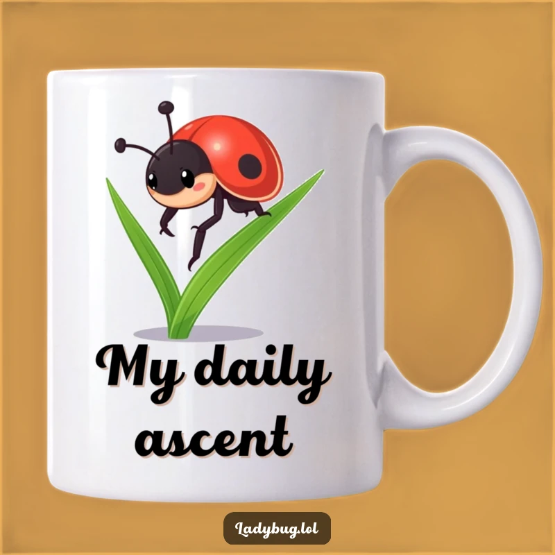 Funny Determined Ladybug Climbing Grass Mug - Perfect Motivational Gift for Outdoor Lovers