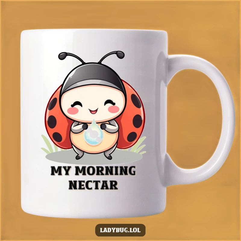 Funny Ladybug Dewdrop Prize Mug: A Charming Insect's Gift for Her