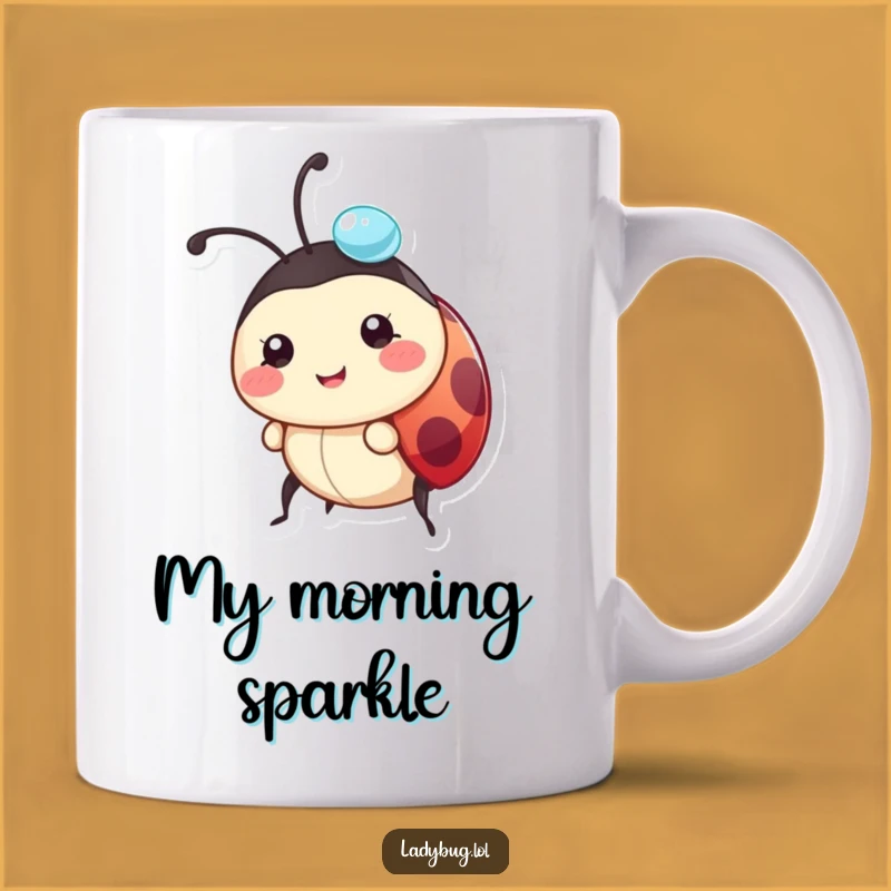 Funny Ladybug Mug: Dewdrop Carry, Happy Character, Perfect Gift Idea