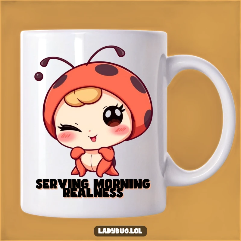Funny Winking Ladybug Portrait Mug - Hilarious Insect Pose Gift for Bug Enthusiasts