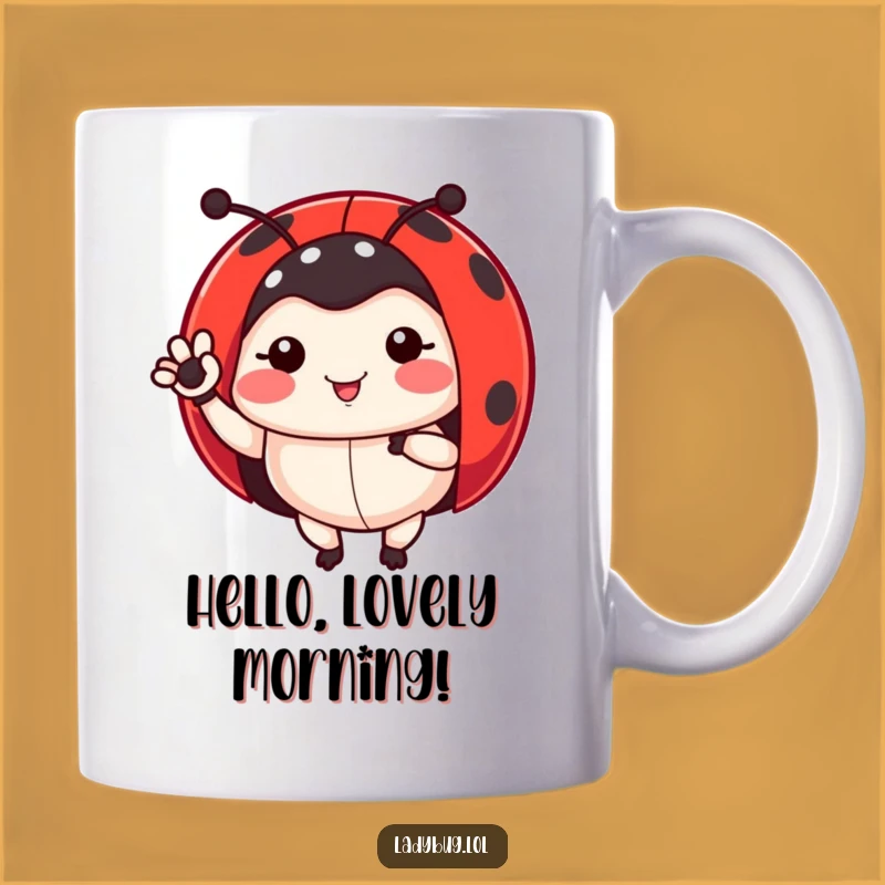 Waving Ladybug Mug: Funny Gift for Gardeners & Bug Lovers