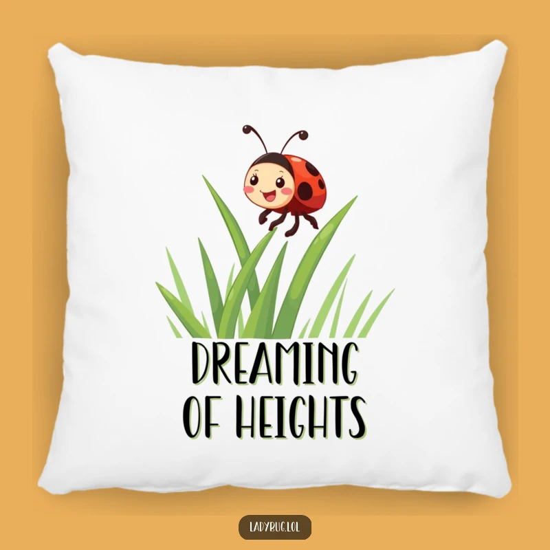 Funny Giggling Ladybug Climbing Grass Pillow - Soft & Humorous Insect Accent