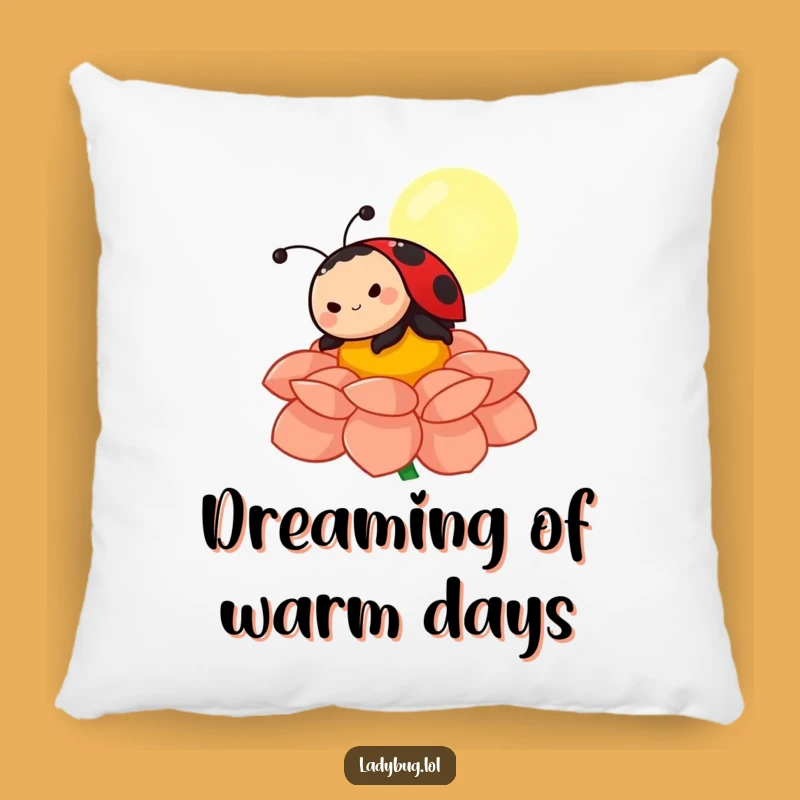 Funny Ladybug Sunbathing Pillow: Soft Character on Flower Petal, Comfy Funny Gift