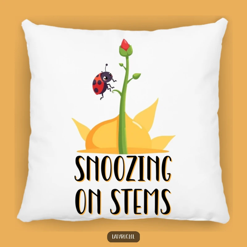 Funny Determined Ladybug Pillow: Cozy Climb, Abstract Comfort