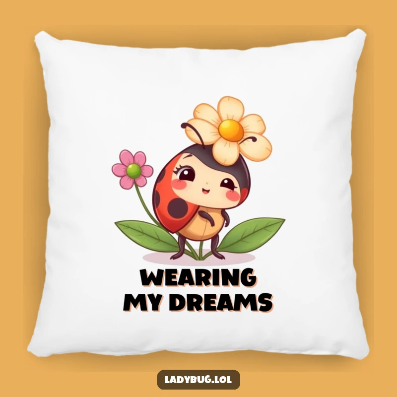 Funny Flower Hat Ladybug Pillow - Cozy & Comical Comfort