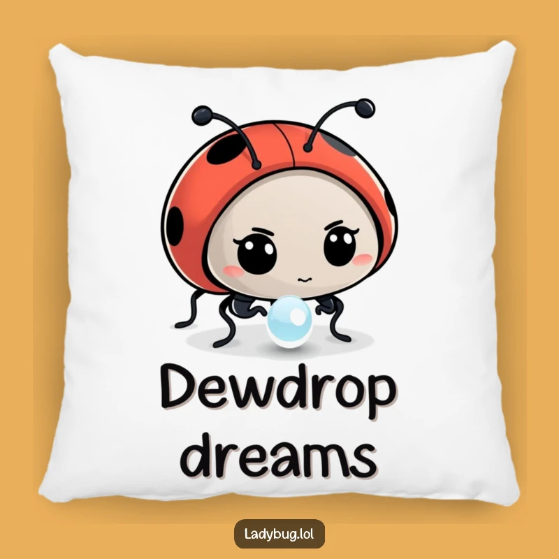 Funny Ladybug Dewdrop Comfort Pillow - Soft Insect Accent, Perfect Cozy Humorous Gift