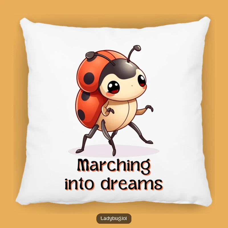Funny Ladybug Pillow: Determined March Accent Pillow, Cozy Motivational Gift