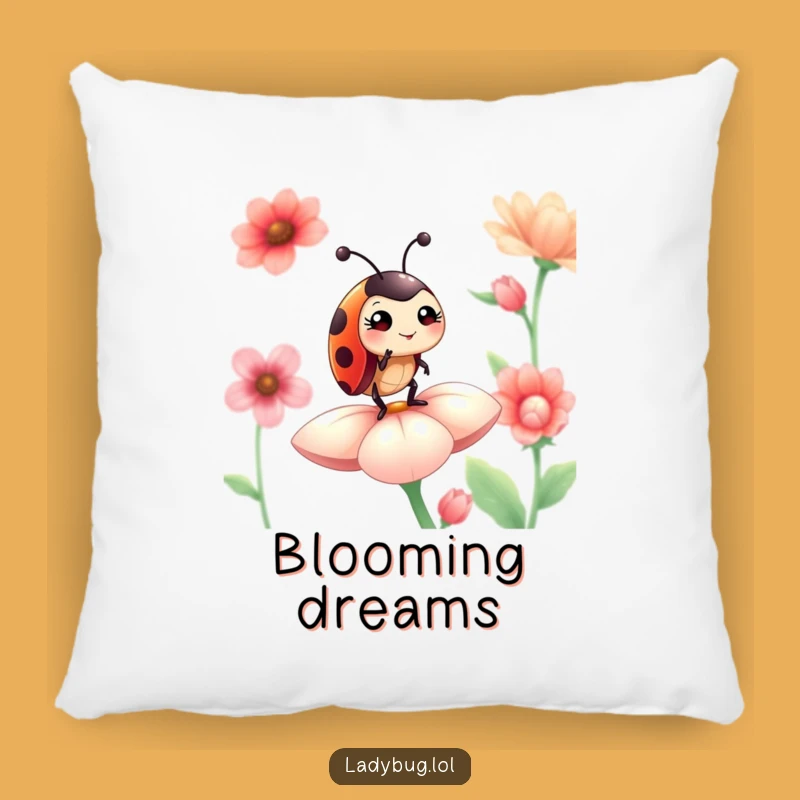 Funny Winking Ladybug Flower Pillow: Soft Proud Insect Comfort Gift