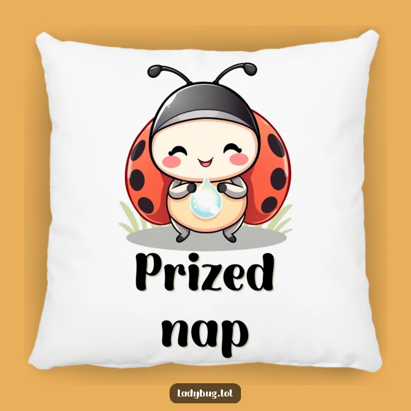 Funny Ladybug Dewdrop Prize Pillow: Soft Humorous Insect Comfort Gift