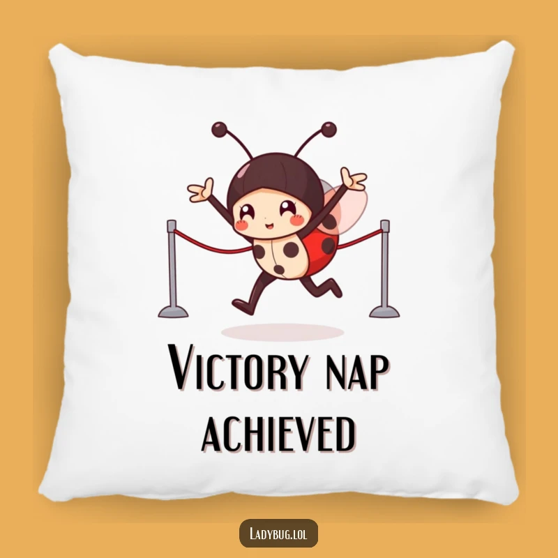 Funny Ladybug Victory Pillow: Victorious Napper for Cozy Celebration!