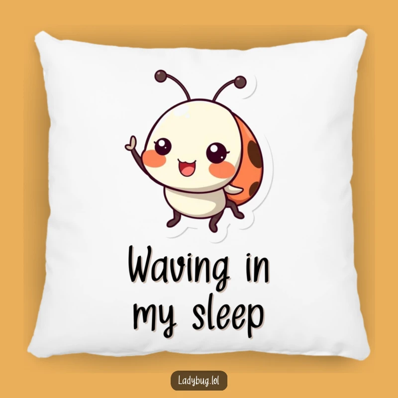 Funny Ladybug Pillow: Cheerful Antennae Wave Accent, Humorous Insect Decor