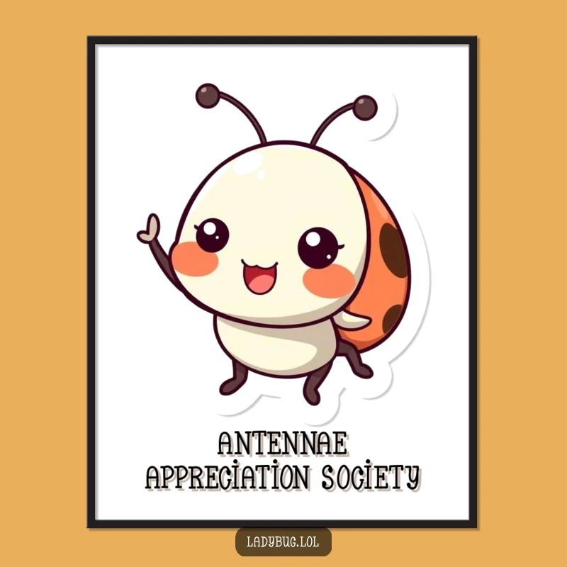 Funny Ladybug Digital Art: Cheerful Wave Print, Humorous Insect Decor